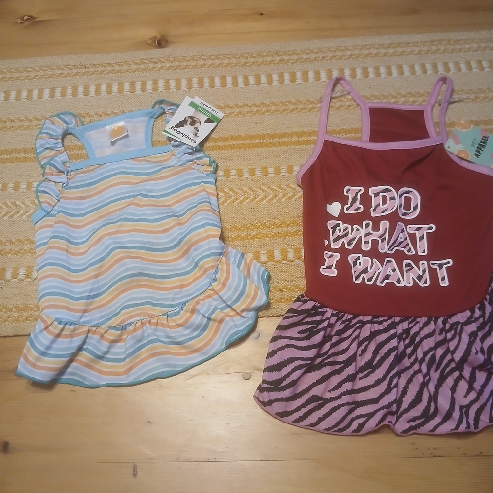 Two Stylish Dog Dresses Sz M, NWT